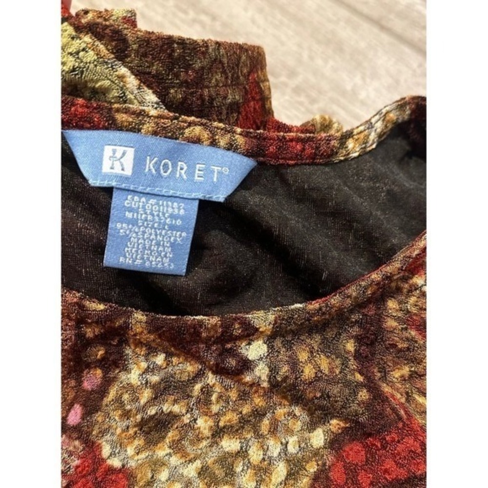 Koret Womens Large Top Multicolor Geometric Patchwork Long Sleeve Earthy Boho - Picture 5 of 5